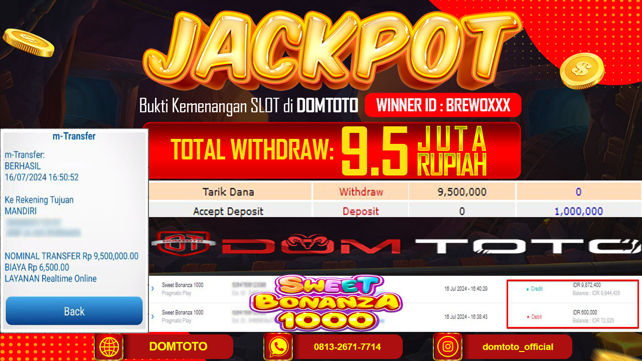 JACKPOT SLOT PRAGMATIC SWEET BONANZA 1000 16 JULI 2024